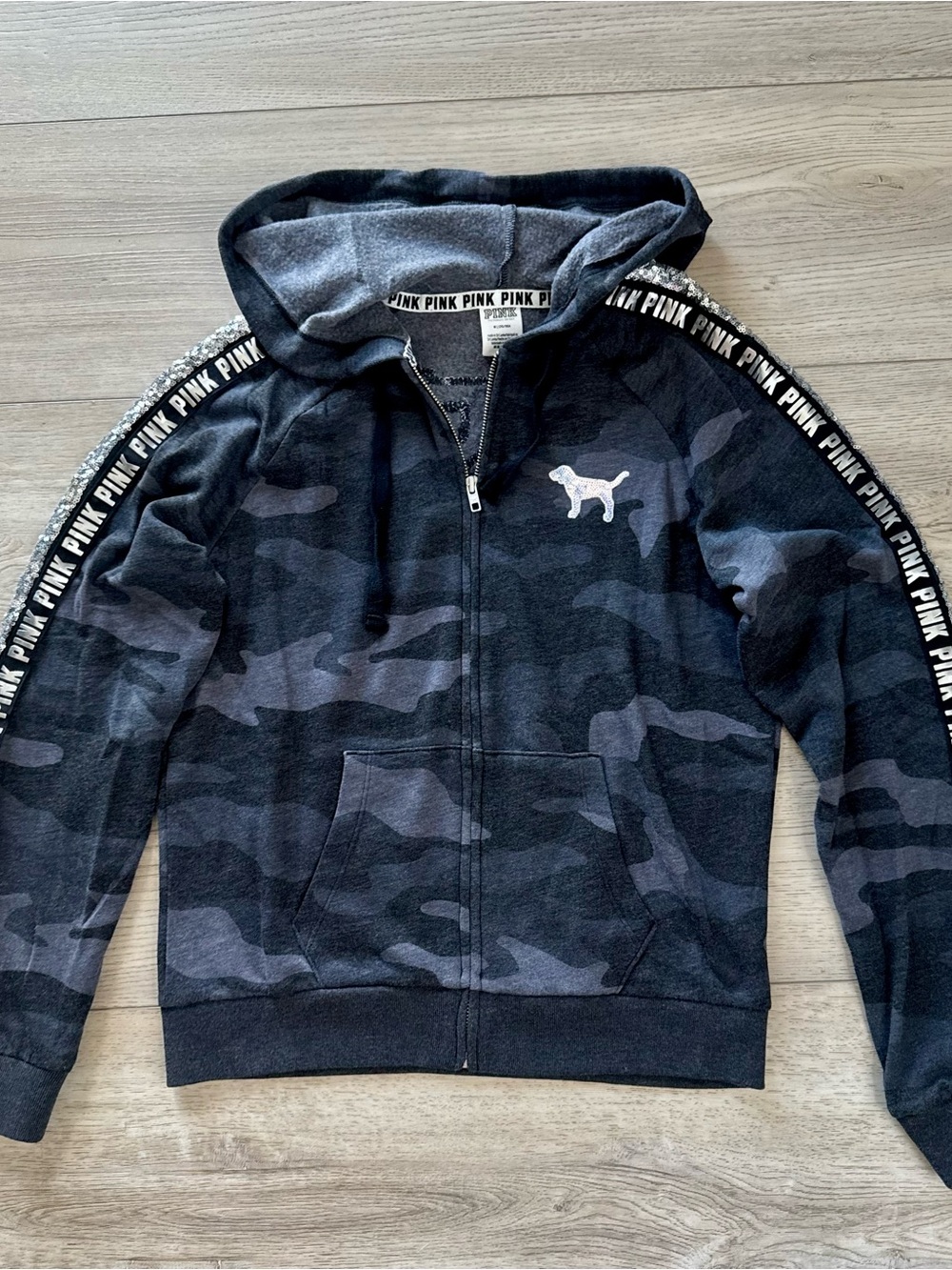 VS Victorias Secret Pink Camo Bling Zip Jacket Medium - Picture 2 of 12